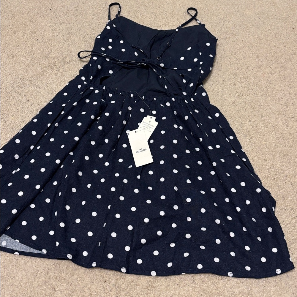 Hollister Open-Back Linen-Blend Mini Dress. - Picture 5 of 6